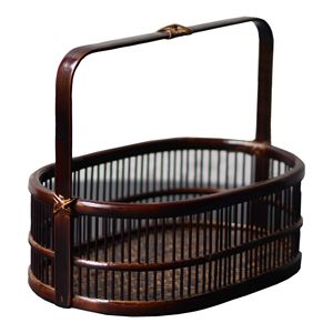 July 7th Rattan Woven Basket Round Handheld Vintage Food <b>Container</b> Kitchen Storage Tea Set Snack Tray <b>Bamboo</b> Craft - Product Image 4