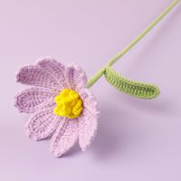 Fleur artificielle en crochet faite à la main, tige en fil tricoté, décoration pour vase, en stock