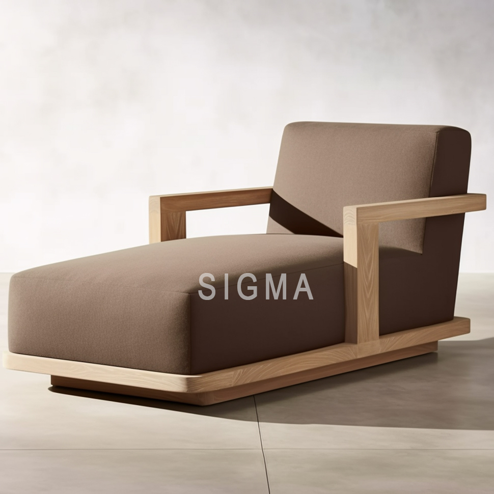 Sigma Luxury Teak Wood Outdoor Furniture Garden Sunbed Outdoor Chaise Loungers Daybed Lounge Sets