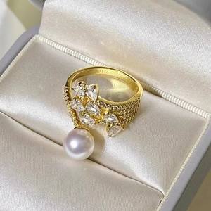 Support de bague en argent S925 pour accessoires de perles DIY 10543, support de bijoux en argent tendance pour femme, compatible avec les perles de 8 à 10 mm - Product Image 2