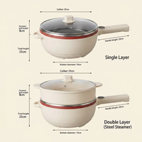 Wok électrique intelligent 5L 220V 1350W, cuve intérieure en céramique émaillée, cuiseur vapeur électrique double couche, logo personnalisé &amp;   Couleur, OEM ODM