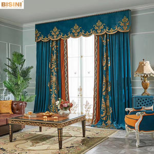 Rideaux occultants thermiques en tissu chenille à motif floral de style <span class=keywords><strong>baroque</strong></span> opulent, isolés pour toutes les saisons, avec cantonnière - Product Image 1