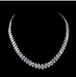 18k Gold Diamond <b>Necklace</b>, Marquise Cut Diamond Tennis <b>Necklace</b>, Wedding Bridal <b>Necklace</b>, Diamond <b>Statement</b> <b>Necklace</b> - Product Image 2