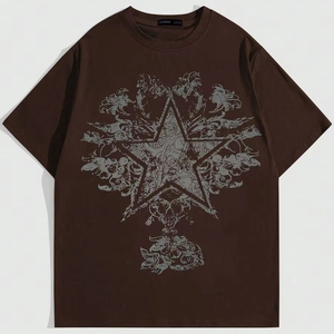 Camisetas retro de manga corta para hombre con estampados de estrellas de cinco puntas disponibles para personalizar en nuestra fábrica de ropa.F10 - Product Image 1