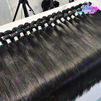 Rambut Asli Brasil Terbaik 40-50 Inch, Bundel Rambut Lurus Warna Alami 50 Inch, Wig Full Lace Front Tersedia