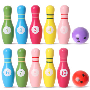Jouets Montessori Jeu de quilles en bois massif arc-en-ciel pour enfants Développer les capacités motrices Interactif parent-enfant Cadeau d'anniversaire pour enfants - Product Image 3