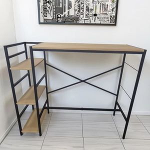 Durable Mini Desktop <strong>Desk</strong> Combined Writing Bookshelf <strong>Unit</strong> Minimally Designed Office Home Computer <strong>Desk</strong> Metal Wood for Bedroom - Product Image 5