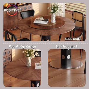 Mesa de comedor de madera maciza creativa de estilo Medieval, redonda, Retro, pequeña, para el hogar, minimalista, moderna, mesa de comedor, 2017 - Product Image 3