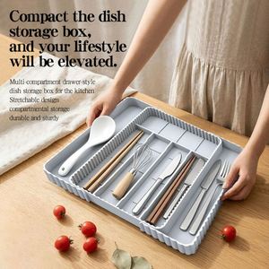 For <b>Plastic</b> Modern Minimalist Utensil Organizer <b>Drawer</b> Divider Tray Kitchen Multi-Functional Expandable <b>Storage</b> Box - Product Image 3