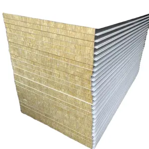 Vật Liệu Xây Dựng Nhà Prefab Rock Wool Sandwich Panel Bảng Chống Cháy Tường