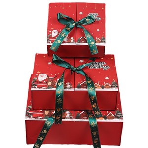 Boîte cadeau rouge de Noël avec grande écharpe grande ouverte Thermos boîte d'emballage cadeau réveillon de Noël boîte de pomme de bonbons - Product Image 5