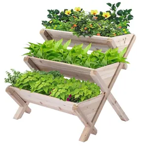 Raised Beds Kit for Flower 3 Tiers Wooden Vertical Raised Garden Bed with Legs Garden Freestanding Raised Garden Bed Planter Box