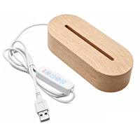 Base ovale lumineuse LED USB en bois, 3 couleurs, veilleuse CCT, support de piédestal pour album photo, plaque en acrylique, cristal, résine, verre
