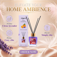 Diffuseur de parfum d'ambiance 130 ml aux agrumes et lavande, bouteille en verre, bâtonnets aromatiques, huile essentielle, longue durée
