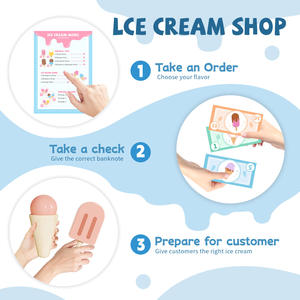 Giocattolo in Legno per Bambini Negozio di Gelati Carrello per Giocare e Imparare Gioco di Ruolo Educazione Precoce Giocattolo da Cucina in Legno - Product Image 4