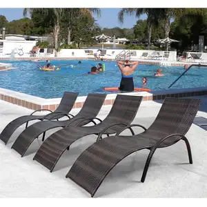 Modern High Quality Outdoor Garden Swimming Pool Rattan Lounge Chaise/