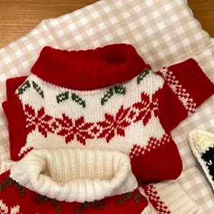 卸売ハッピー春祭り2本足小中犬暖かいニットクリスマス猫セーター