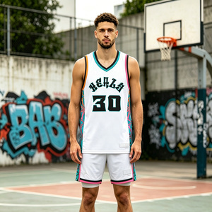 Camiseta de Baloncesto sin Mangas para Hombre, con Base Blanca, Estampado Floral Tropical, Cuello en V, Malla Transpirable y Diseño Sublimado - Product Image 4