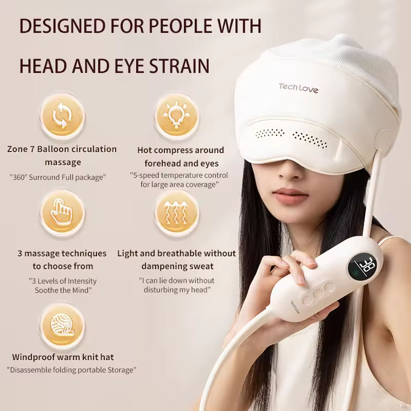 ORANGLES New Electric Automatic Smart Head & Eye Massager | 3-in-1 Vibration Roller with Heat Compression, Air Pressure & Bluetooth Music, Rechargeable Cordless Design for Stress Relief & Eye Strain – Qatar - angled perspective - presenting advantages - Image 4 of 6 | fits any environment | Purchase New Electric Automatic Smart Head & Eye Massager | 3-in-1 Vibration Roller with Heat Compression, Air Pressure & Bluetooth Music, Rechargeable Cordless Design for Stress Relief & Eye Strain – Qatar Michigan | Free Shipping ORANGLES