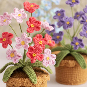 Mobili per la casa in lana lavorata a maglia a mano con piante artificiali fatte a maglia fiori finti - Product Image 2