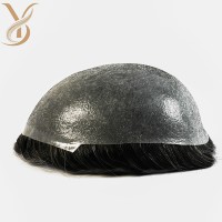 Prothèse capillaire pour hommes en cheveux naturels indiens Remy, 0,02-0,04 mm, ondulation naturelle, base PU intégrale, densité 100%-130%, couvre-calvitie
