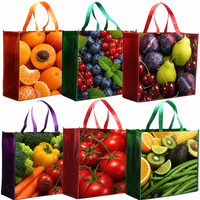 Sacs de courses TNT PP laminés personnalisés en gros, réutilisables, grand format, impression couleur pour motifs fruits et légumes