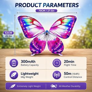 Drone papillon volant RC DWI Dowellin, jouet volant à ailes battantes bioniques avec contrôle assisté par capteur, lumières LED - Product Image 5