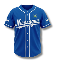 Maillot de baseball personnalisé brodé style équipe nationale nicaraguienne avec emblème et couleurs du drapeau OEM POD Nom et numéro personnalisés