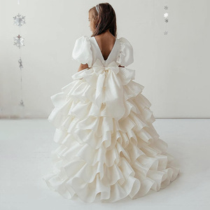 Vestido <span class=keywords><strong>de</strong></span> Fiesta <span class=keywords><strong>de</strong></span> <span class=keywords><strong>Primera</strong></span> Comunión Estilo Princesa MQATZ, Vestido <span class=keywords><strong>de</strong></span> Niña <span class=keywords><strong>de</strong></span> las Flores con Lazo Abullonado, Cuello Redondo, Estilo Formal - Product Image 3