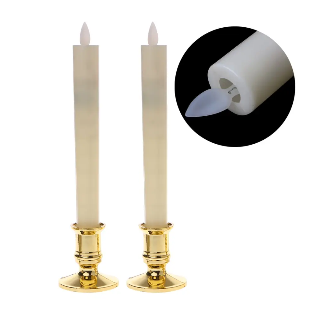 Party Decorating Battery Electric Stick Candles Flameless Led Taper Candle With Moving Flame