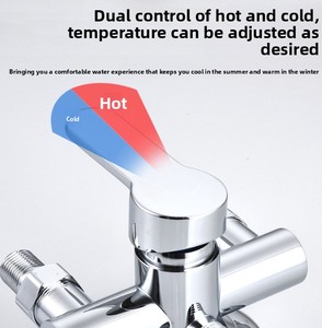 Robinet de <span class=keywords><strong>douche</strong></span> thermostatique mural pour baignoire, design moderne, poignée unique, laiton poli de haute qualité - Product Image 4