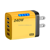 Pengisi Daya Cepat Multi-Port 240W GaN 3PD Dual USB-C/USB-A dengan Lampu dan Output 5V/2.4A untuk Ponsel (EU/US)