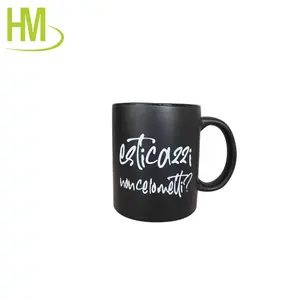 Tasses à café et thé en céramique, cadeau imprimé en grès brillant avec logo personnalisé, tasse en céramique noire