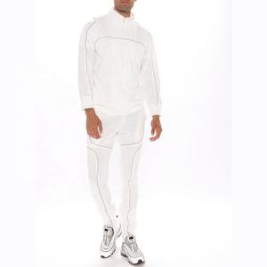 2023 alta calidad Terry Fleece 2021 nuevo diseño detalles de tuberías chándales para hombre logotipo personalizado Tech Fleece 2 piezas cuello redondo Jogging chándal Jogger conjunto hombres personalizado - Product Image 4