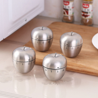 Timer Dapur Digital Mekanik Stainless Steel Mini Lucu Bentuk Telur Apel, Alarm Putar 60 Menit, untuk Teh, Belajar, Memasak