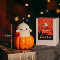 Bougie décorative en cire de soja sans fumée en forme de citrouille fantôme pour Halloween, idéale pour la maison, les fêtes, les cadeaux et la décoration d'automne