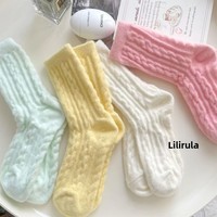 Damen-Crew-Socken aus Kunstnerz, antibakteriell, warm gefüttert, dick, für den Innenbereich, bonbonfarben, im Ins-Stil, Winter