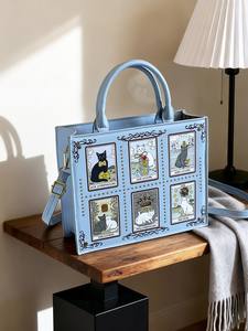 Approvisionnement direct usine – Nouveau sac fourre-tout motif chat 2026 – Sac à main polyvalent en cuir PU pour femme – Sac bandoulière tendance - Product Image 3