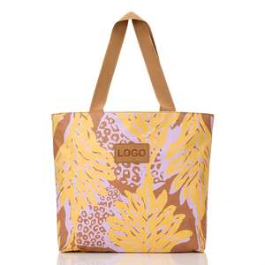 Bolsos Tote Grandes para Mujer, Diseño Tropical de Palmeras y Leopardo, Logotipo Personalizado, Impermeables, para Viajes de Verano y Playa, Gran Venta - Product Image 1