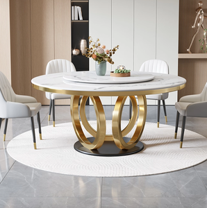 Juego <span class=keywords><strong>de</strong></span> mesa <span class=keywords><strong>de</strong></span> comedor redonda moderna, <span class=keywords><strong>Diamante</strong></span> triturado <span class=keywords><strong>de</strong></span> oro rosa, <span class=keywords><strong>piedra</strong></span> <span class=keywords><strong>de</strong></span> acero inoxidable o mármol, muebles para el hogar <span class=keywords><strong>de</strong></span> estilo italiano <span class=keywords><strong>de</strong></span> 10 plazas - Product Image 3