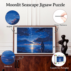 Rompecabezas de papel personalizado de 1000 piezas, paisaje marino al atardecer, velero, pintura nocturna del mar, tamaño L, para adultos, alivio del estrés, juego DIY, soporte - Product Image 4
