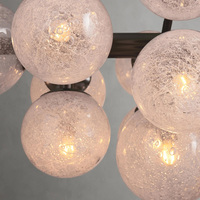 Lustre Minimaliste Créatif à LED pour Salon, Suspension Moderne en Métal avec Abat-jour en Cristal Noir, Luminaire de Plafond Dimmable, Garantie 3 Ans