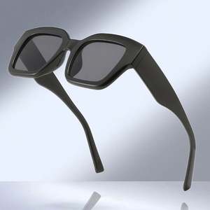 Vente en gros de lunettes de soleil carrées pour femmes, mode vintage, monture large, vert foncé, imprimé léopard - Product Image 2