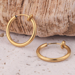 Clip on Hoop <b>Earrings</b> | 18K PVD Gold Plated Stainless Steel Non <b>Pierced</b> Ear Clip Hoops with Loop for DIY Charm Jewelry Making - Product Image 4