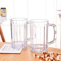Vente en gros verres à bière en plastique transparent de 500 ml en acrylique polycarbonate incassable personnalisé chopes à bière avec poignée en acrylique