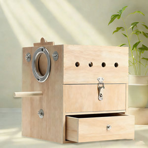 Nichoir vertical pour perroquets, boîte d'incubation dédiée, nid d'incubation pour pinsons, nid d'oiseau en bois naturel isolé - Product Image 3