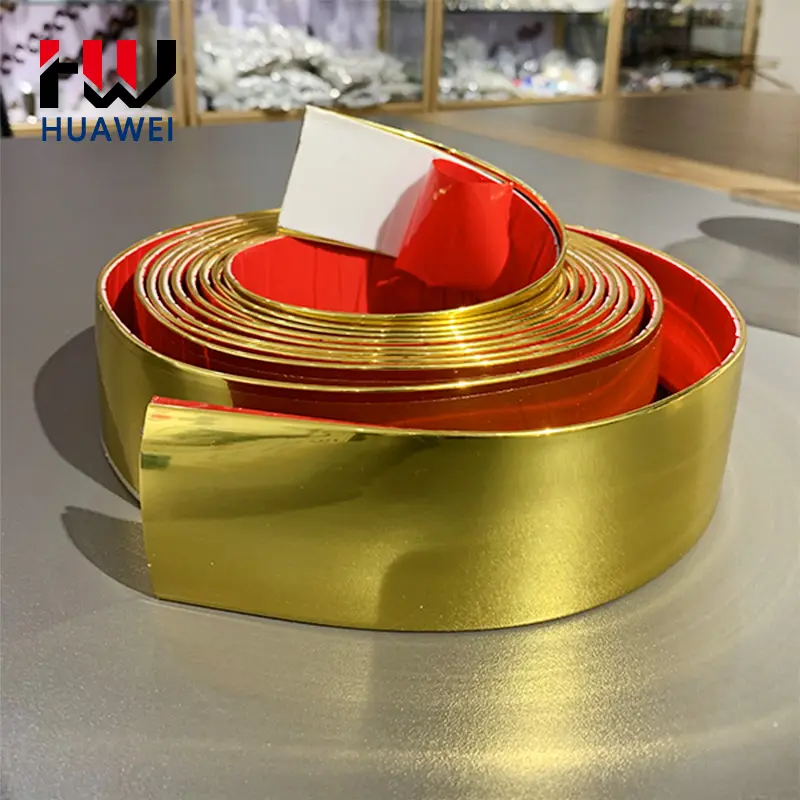 Custom Metallic Brushed Golden Decorative Glue for Pvc Edging Banding Tape Trim Strip Exquisite Edge Band Roll