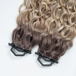 Extensions de cheveux Genius Weft russes à double trame, alignées aux cuticules, sans couture, pouvant être coupées, ondulées, en provenance d'un seul donneur - Vente chaude - Product Image 2