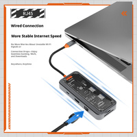 Station d'accueil USB-C 8-en-1 avec sortie VGA 4K, charge rapide PD 100W, RJ45, lecteur de cartes SD/TF et hub de données USB 3.0
