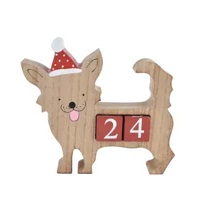 Wooden Christmas Gifts Advent Calendar for holiday christmas dolls promotional items lovely wooden dog decor
